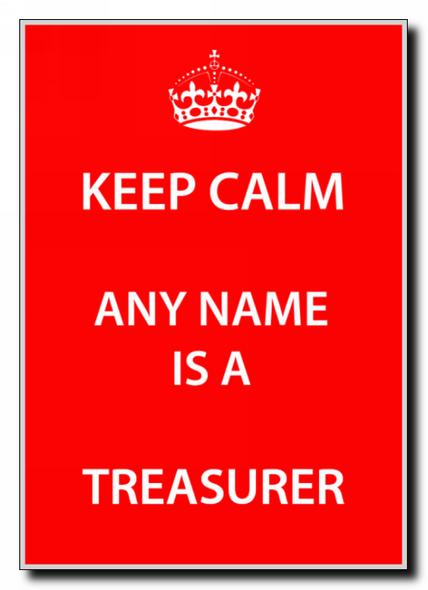 Treasurer Personalised Keep Calm Jumbo Magnet