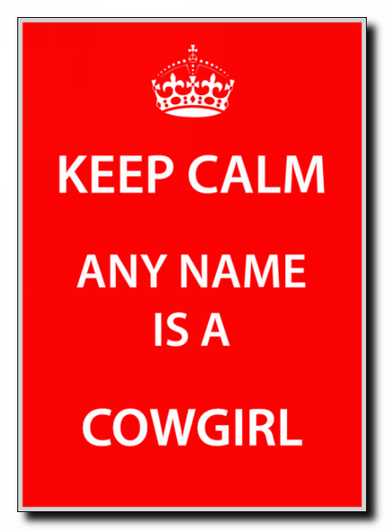 Cowgirl Personalised Keep Calm Jumbo Magnet