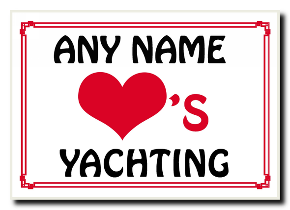 Love Heart Yachting Personalised Jumbo Magnet