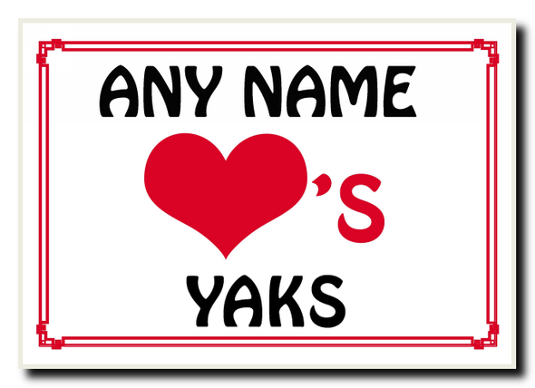 Love Heart Yaks Personalised Jumbo Magnet