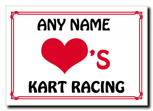 Love Heart Kart Racing Personalised Jumbo Magnet