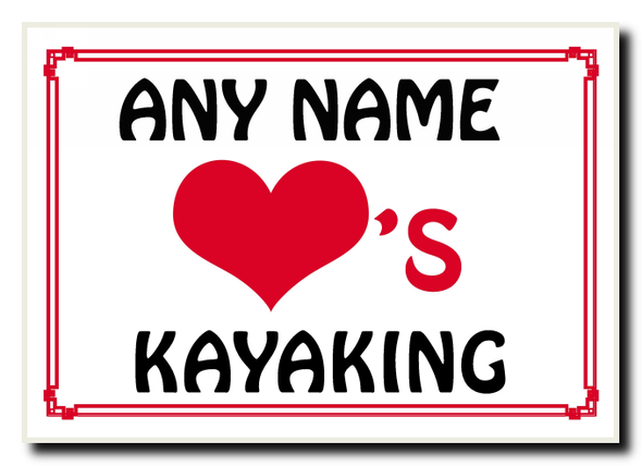 Love Heart Kayaking Personalised Jumbo Magnet