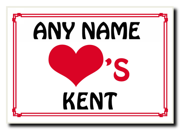 Love Heart Kent Personalised Jumbo Magnet