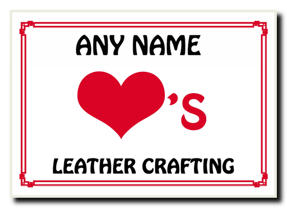 Love Heart Leather Crafting Personalised Jumbo Magnet