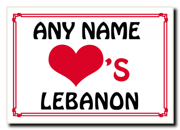 Love Heart Lebanon Personalised Jumbo Magnet