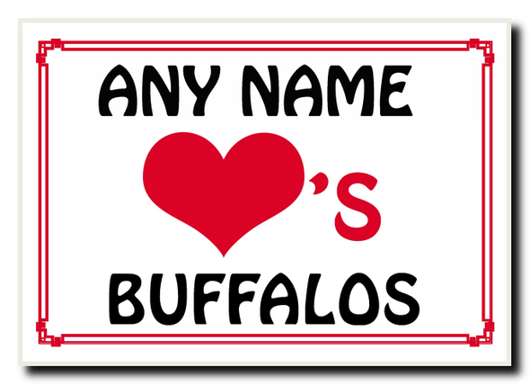 Love Heart Buffalos Personalised Jumbo Magnet