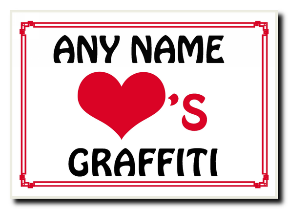 Love Heart Graffiti Personalised Jumbo Magnet