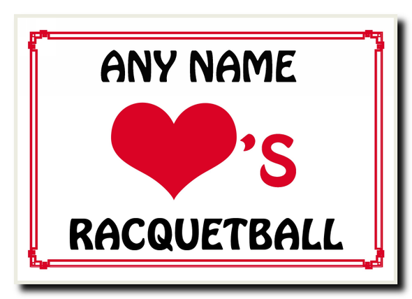 Love Heart Racquetball Personalised Jumbo Magnet