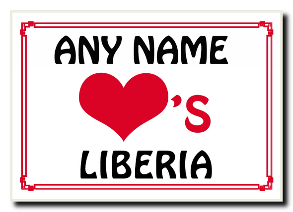 Love Heart Liberia Personalised Jumbo Magnet