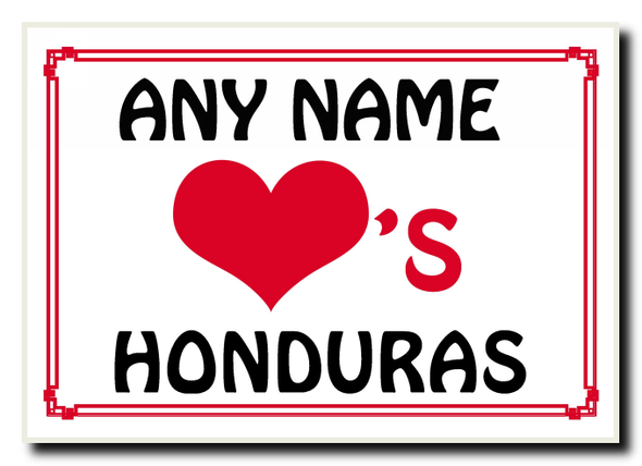 Love Heart Honduras Personalised Jumbo Magnet