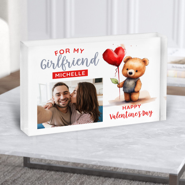 Bear Valentine's Day Gift For Girlfriend Photo Personalised Acrylic Block