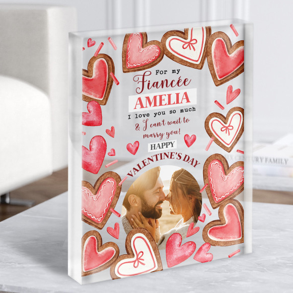 Romantic Gift For Fiancée Female Heart Valentine's Day Photo Clear Acrylic Block