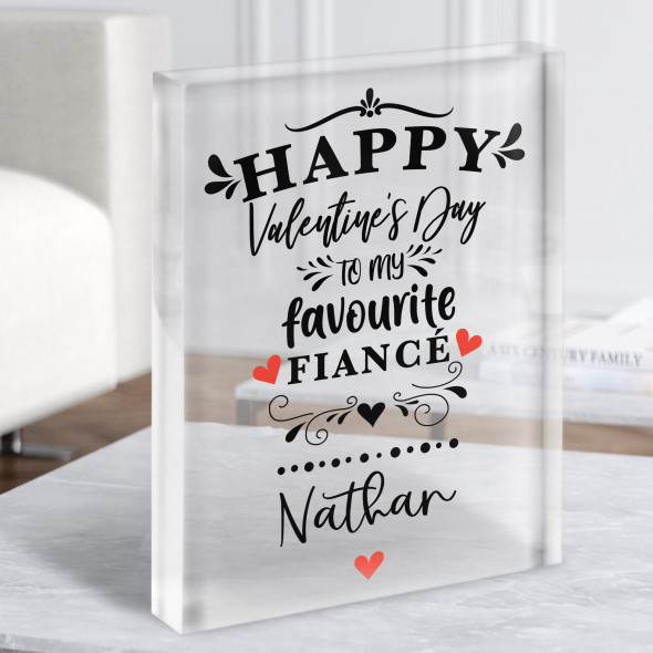 Funny Favourite Fiancé Valentines' Day Gift Personalised Clear Acrylic Block