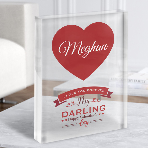 Heart Love You Forever Romantic Gift Personalised Clear Acrylic Block