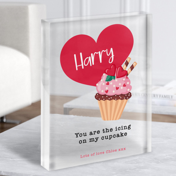 Love Cupcake Cute Gift Personalised Clear Acrylic Block