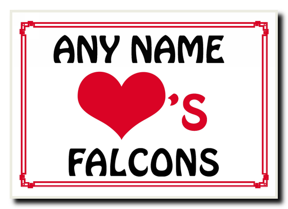Love Heart Falcons Personalised Jumbo Magnet