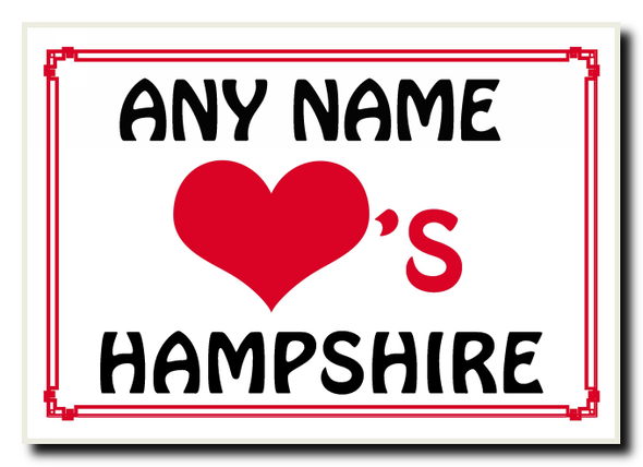 Love Heart Hampshire Personalised Jumbo Magnet