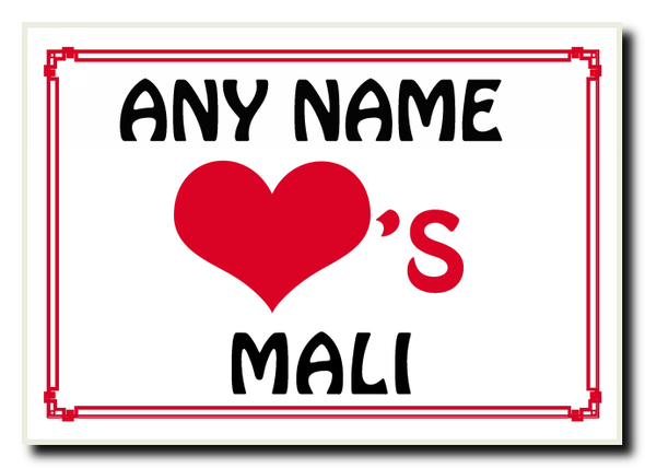 Love Heart Mali Personalised Jumbo Magnet