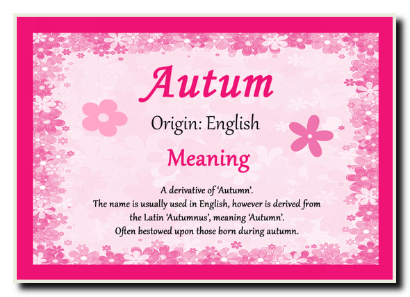 Autum Personalised Name Meaning Jumbo Magnet