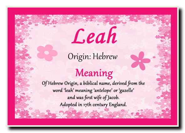 Leah Personalised Name Meaning Jumbo Magnet