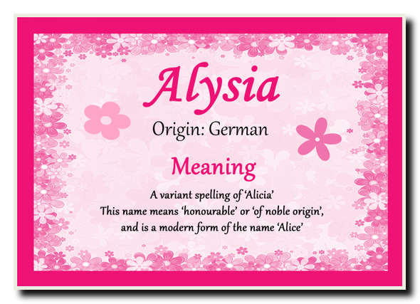 Alysia Personalised Name Meaning Jumbo Magnet