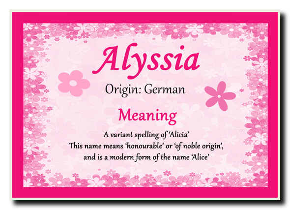Alyssia Personalised Name Meaning Jumbo Magnet