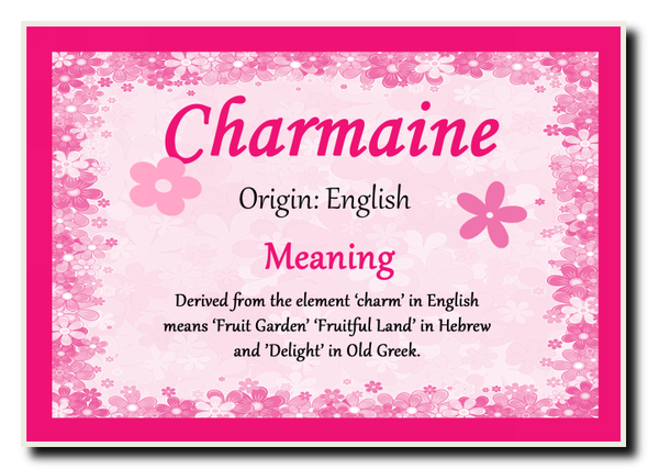 Charmaine Personalised Name Meaning Jumbo Magnet