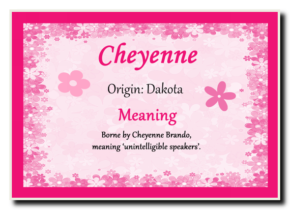 Cheyenne Personalised Name Meaning Jumbo Magnet