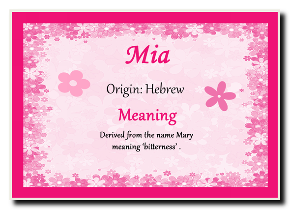 Mia Personalised Name Meaning Jumbo Magnet