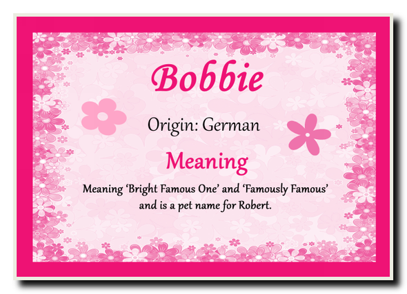 Bobbie Personalised Name Meaning Jumbo Magnet