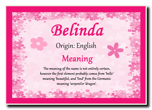 Belinda Personalised Name Meaning Jumbo Magnet