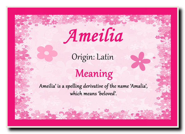 Ameilia Personalised Name Meaning Jumbo Magnet