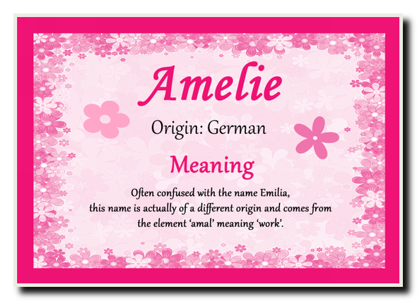Amelie Personalised Name Meaning Jumbo Magnet