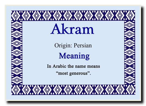 Akshay Name Meaning Dinner Table Placemat Blue - The Card Zoo