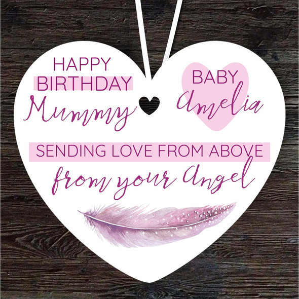 Mummy Birthday Angel Baby Loss Pink Girl Memorial Keepsake Heart Custom Ornament