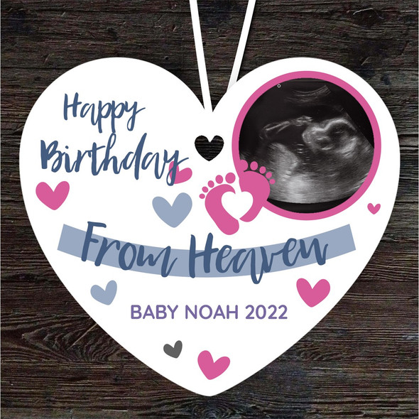 Birthday From Heaven Baby Child Loss Photo Memorial Keepsake Heart Ornament