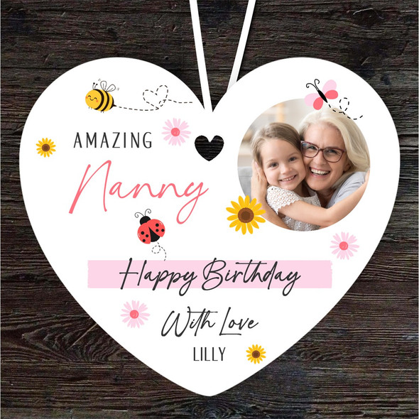 Nanny Cute Insects Photo Frame Birthday Gift Heart Personalised Hanging Ornament