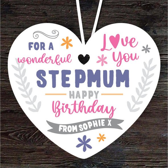 Stepmum Happy Birthday Gift Love You Purple Heart Personalised Hanging Ornament