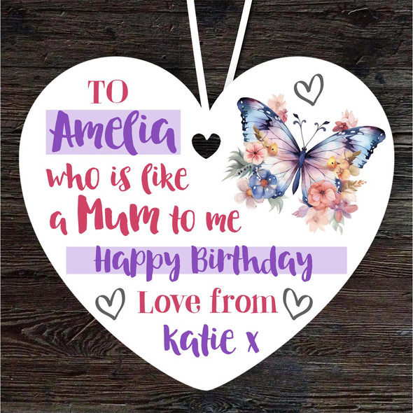 Like A Mum To Me Butterfly Birthday Stepmum Gift Heart Personalised Ornament
