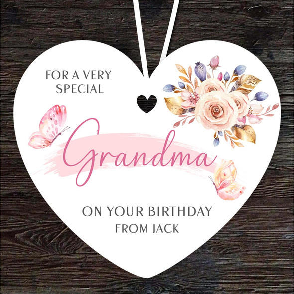 Special Grandma Butterflies Floral Birthday Gift Heart Personalised Ornament