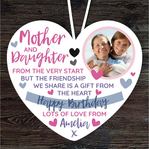 Mother And Daughter Birthday Photo Gift Heart Personalised Hanging Ornament