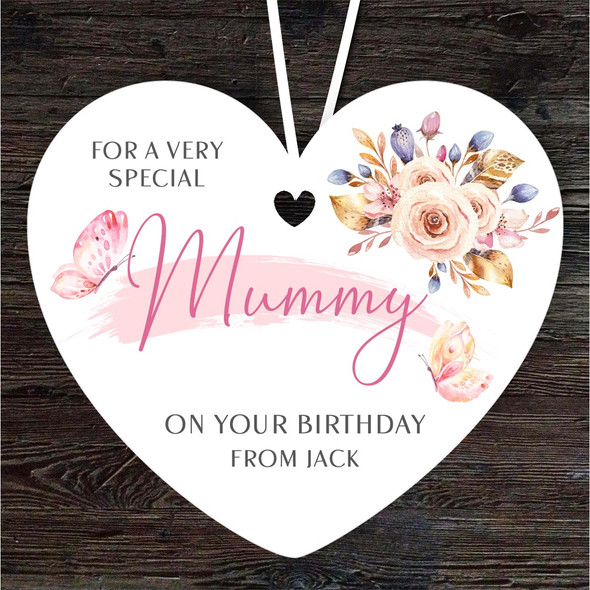 Special Mummy Butterflies Floral Birthday Gift Heart Personalised Ornament