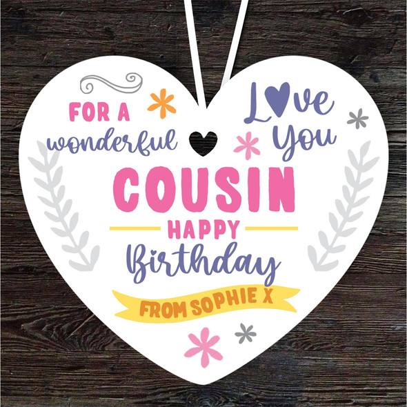 Cousin Happy Birthday Gift Love You Heart Personalised Hanging Ornament