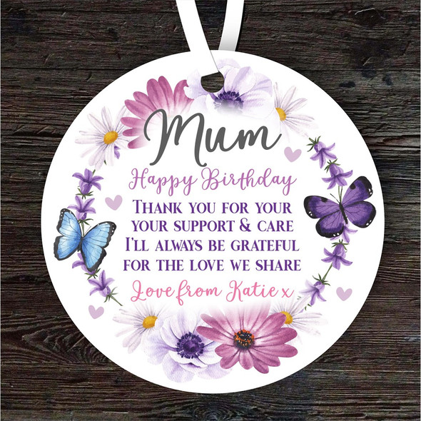 Gift For Mum Birthday Flower Wreath Round Personalised Hanging Ornament