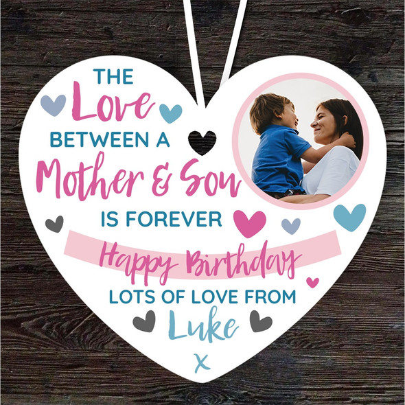 Mother And Son Birthday Photo Gift Heart Personalised Hanging Ornament