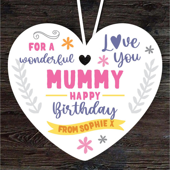 Mummy Happy Birthday Gift Love You Heart Personalised Hanging Ornament