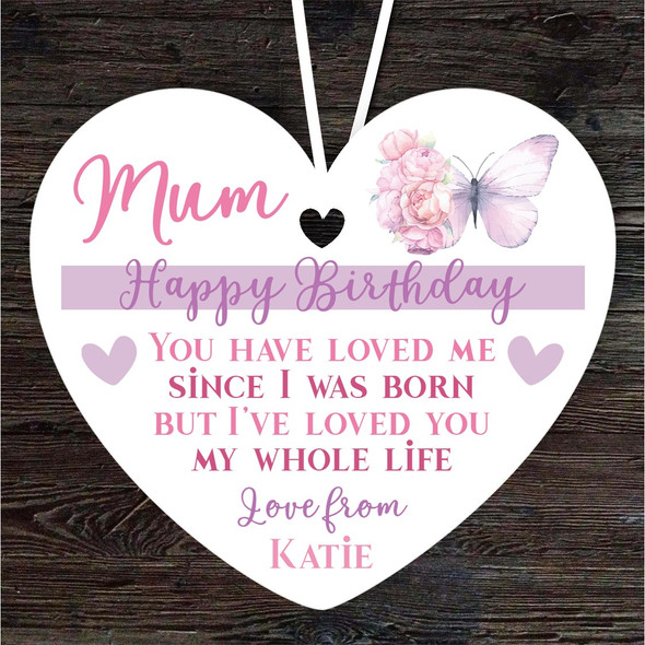 Mum Happy Birthday Gift Butterfly Heart Personalised Hanging Ornament