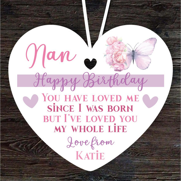 Nan Happy Birthday Gift Butterfly Heart Personalised Hanging Ornament