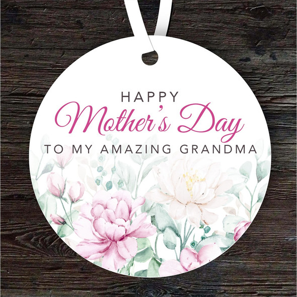 Watercolour Floral Amazing Grandma Mother's Day Gift Round Personalised Ornament