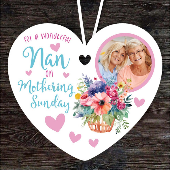 Nan Sunday Flower Photo Mother's Day Gift Heart Personalised Hanging Ornament